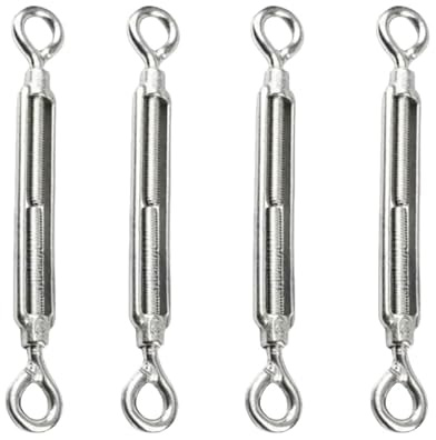 M5 Spannschloss-Ösenspanner, 4 Stück, robustes Sonnensegel-Befestigungsset, 304 Edelstahl, verstellbarer Spannschloss, Drahtseilspanner für Outdoo, Zelte, zum Aufhängen
