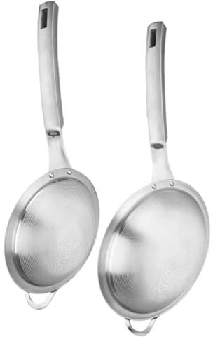SHOWERORO 2pezzi Colino Scolapasta Rete in Acciaio Inossidabile Colino Per Alimenti Multifunzione Manico Ergonomico Per Filtrare Olio Latte Di Soia e Altri Alimenti in Cucina