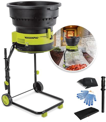 Portable Garden Leaf Shredder, Corded Electric Leaf Mulcher Shredder, 2500W with Wheels, 8000rpm Shredders and Chippers with Collection Bag, Funnel Diameter 54CM, for Garden Leaves,50m-Power-Cord