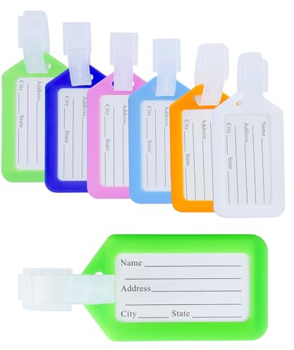 Étiquette de Bagage Valise Accessoires Voyage Identifier Étiquettes, Étiquettes de Bagage en Plastique Colorées pour Bagages, étiquettes de Voyage (6)