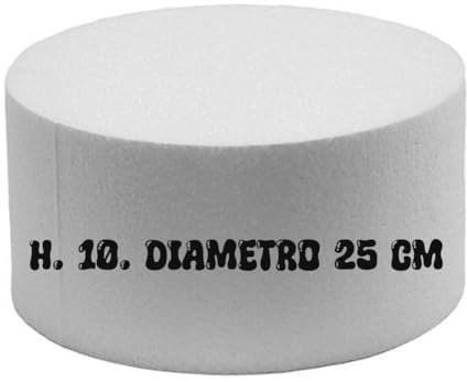 Generico Base Rotonda in Polistirolo per Torte, 25 cm Diametro, 10 cm Altezza, Bianco