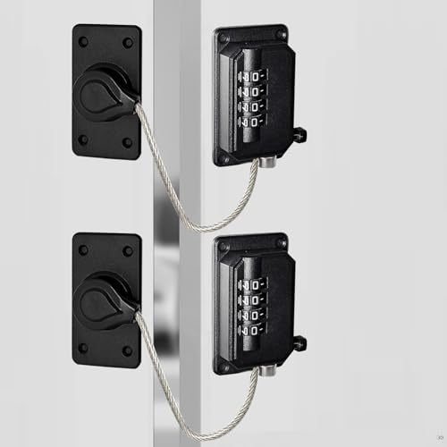 Combinación de Candado Nevera de Niños y Bebés, Seguridad Ventanas, Cerradura para Armarios, Cerradura Puerta de Frigorífico, Sin Necesidad de Herramientas ni Taladros, Giratoria 360° (Negro, 2 Pieza)