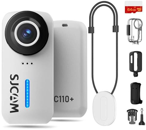 SJCAM C110Plus 4K Magnetic Action Camera, 6-Axis Gyro Stabilization POV Body Cam with 170° Wide FOV, 30M Waterproof Underwater Vlogging Camera,Hands-Free Wearable Cam for Sports & Travel