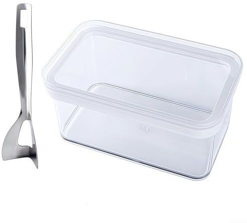 Besttoolifes Beurrier de cuisine avec spatule en acier inoxydable et couvercle scellé pour le stockage du réfrigérateur 500 g, avec un couvercle hermétique