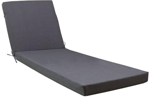 Liegenauflage mit Antirutsch, Wasserdicht Polster Auflage für Gartenliege Outdoor 183x54x8cm, Dickes & Bequeme Sonnenliege Auflage Waschbar mit Fester Gürtel & 2 Bändern, Kissen für Liegestuhl,Grau