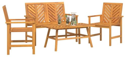 vidaXL Garten Lounge Set Braun Massivholz Akazie, Moderner rechteckiger Lounge-Set, robuster Gartenmöbel, wetterfeste Sitzmöbel, Terassen-Kollektion