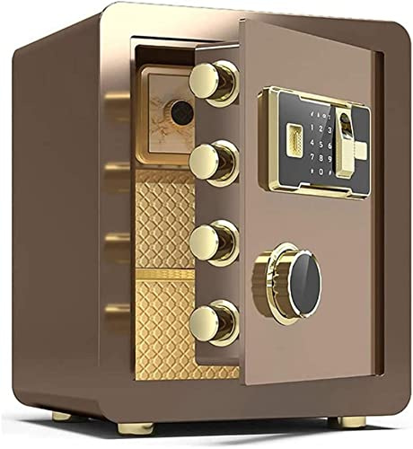 Coffre-fort étanche pour empreintes digitales et antivol, grande armoire numérique 40 cm/45 cm pour rangement domestique et professionnel, marron 38 x 32 cm, coffre-fort électronique