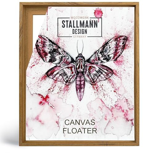 Stallmann Design Schattenfugenrahmen 70 x 100 cm | Farbe: Eiche mit Zinn | Leer-Rahmen für Leinwände auf Keilrahmen | mit Montagezubehör | ohne Glas und Rückwand
