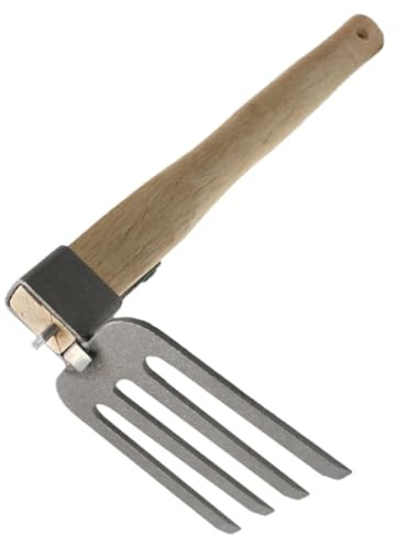 AKOOSY Outil De Jardinage Râteau en Acier Manche en Bois pour Jardinage Domestique, Désherbage Et Ameublissement du Sol, Léger Et Portable, Outil Agricole Polyvalent pour Extérieur