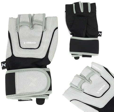 XTREXO Sicherer Griff & Gelenkschutz Trainingshandschuhe für Damen und Herren – Atmungsaktiver Nylon-Elastan-Mix – Weiß – für Krafttraining & Fitness