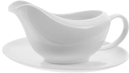 BESPORTBLE Saucière Blanche avec Plateau Saucier Ergonomique pour Steak Condiments et Sauces Récipient Polyvalent pour Cuisine et Table
