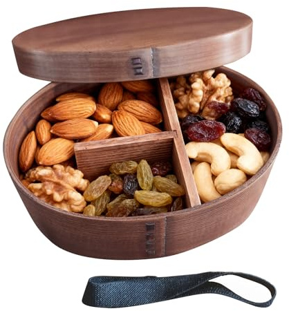 Krujecnt Lonchera japonesa para adultos, divisor a prueba de fugas con correa elástica, caja de madera para alimentos, ensaladas, sushi, escuela, viajes