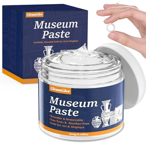 Exhibits Fixing Gel for Museum 200g (6.76oz) - Removable & Reusable Museum Putty, Quake Hold Museum Wax Adhesive to Secure Glass, Antiques, Collectibles & Decor, No Residue Exhibit Gel