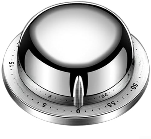 Temporizador mecánico de cocina con base magnética de acero inoxidable para cocinar, hornear y estudiar, alarma de 72 dB, bobinado sin batería, 3,3 x 8 cm