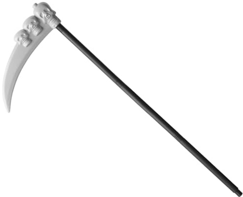 Pineeseatile Grim Reaper Scythe 35x14 Inch Plastic Skeleton Toy Weapons for Halloween Props Kids Adults, Removable Scythe Prop Faux Sickle
