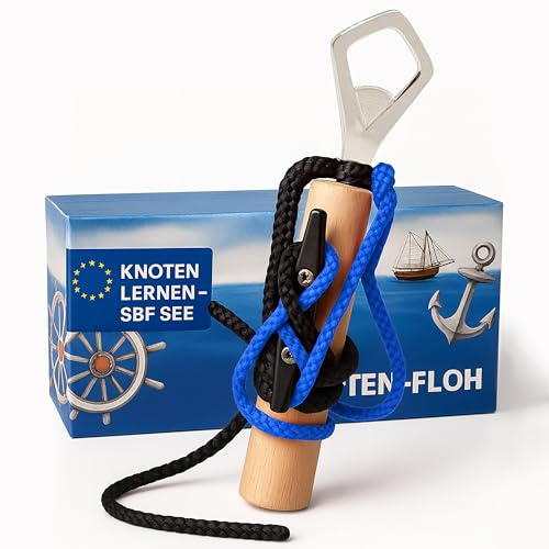 Knoten-Floh Knut övningsset knut inlärning för SBF See båtkörkort & brandkår, knutövningsanordning inklusive knut och instruktioner (SW/blå med flasköppnare)