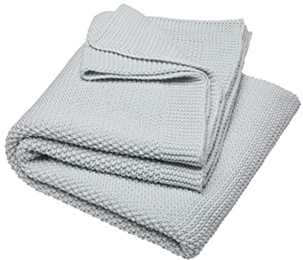 Bio Babydecke Bio-Baumwolle Strick Qualität 100% Bio-Baumwolle (kbA) GOTS zertifiziert, Himmelsblau, 80 x 95 cm