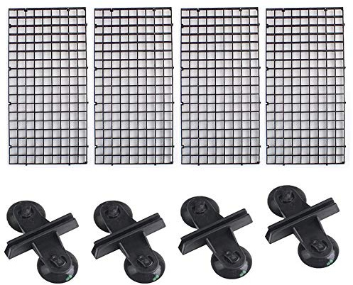Amasawa 4 Stück Aquarium Ei Kiste, Aquarium Trennwand Fisch Tank Teiler Kunststoff Gitter Teiler Tablett Isolation Board Grid mit Saugerclips (Schwarz)