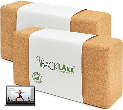 BACKLAxx Mattoncini Yoga Sughero 100% naturale - Blocchi Yoga Sughero amico della pelle ed ecologico - Blocco Yoga, Yoga Blocks, Mattoncino Yoga