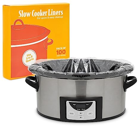 Slow Cooker Liners, Regular Size Clear Plastic Bags for Cooking (13x21 In, 100 Pack)