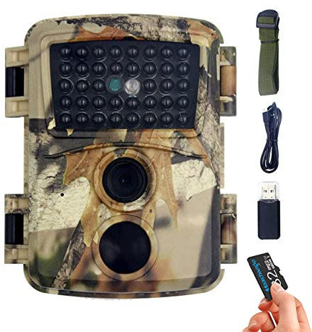 scosao Fotocamera Caccia 12MP 1080p Fototrappola Infrarossi Invisibili Visione Notturna Professionale Videocamera Telecamera da Caccia Impermeabile con 120° Ampia Visuale 0,2s Movimento Attivato