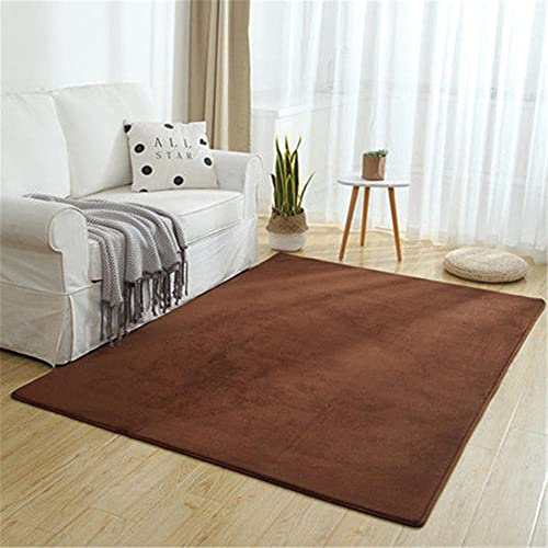 Alfombra de Terciopelo Coral Grueso de Color sólido Calidad Grano de café Suave Lavable Antideslizante Grande Rugs Rug Minimalista Moderna Sala De Estar Dormitorio Tatami Gateando Estera -120×140cm