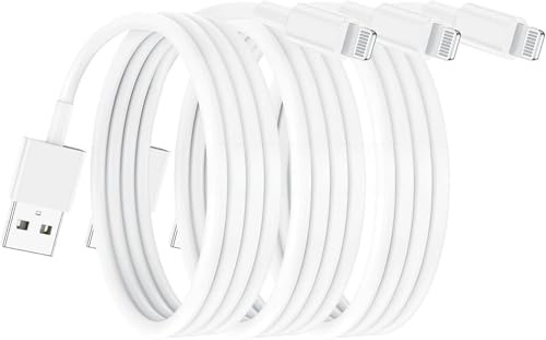 Lot de 3 chargeurs iPhone certifiés Apple MFi 2 m, câble Lightning 2 mètres iPhone pour Apple iPhone13/12/12mini/iPhone 11/11 Pro/11 Pro Max/X/XS/XR/XS Max/8/8 Plus iPad Airpods