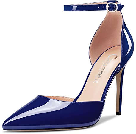 Castamere Femmes Aiguille Haut High Talon Heel Pointu Bout Lanières Cheville Two-Piece Dress Escarpins Slip-on Boucle Mariage Party 10 CM Heels