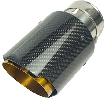 guostar Auspuff Blende 1 Stück Goldener Edelstahl-Kohlefaser-Auspuff-Endrohr Für Akrapovic Universal-Carbon-Auspuffspitzen Endrohrblende (Größe : 57MM IN 114MM Out)
