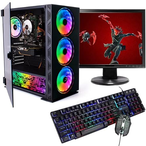 Veno Scorp ARGB Gaming PC i5, 240GB SSD, 500GB HDD, 8GB RAM, 19” Monitor, Win 11, Wifi NeonZilla (Renewed)