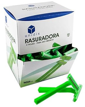 Unidix Médica – Maquinillas de Afeitar Desechables – 2 Hojas – Caja Dispensadora de 100 Unidades – Aptas para Uso Médico/Hospitales/Centro Sanitarios/Estudio Tatuajes/Centros de Estética – No Estéril