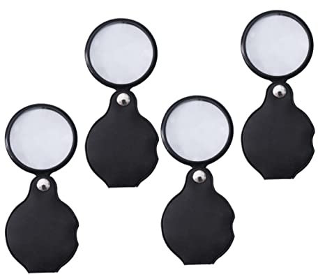 NUOBESTY 4pcs Portable Magnifying Glass Folding Magnifier for Reading Protective Case Diameter for Craft Work and Inspection