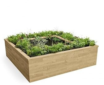WoodBlocX Raised Pond Kit- Wooden Garden Pond With Planters For Fish, Plants & Other Wildlife. Outdoor Water Features For The Garden- No Power Tools Needed, Includes Liner- (2.25 x 2.25 x 0.65m)