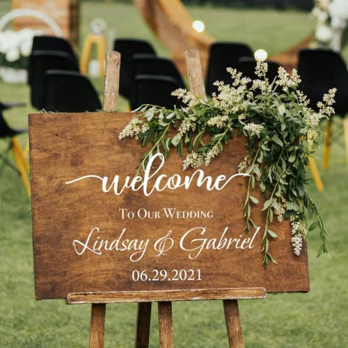 ISR Willkommensschild Hochzeit personalisiert-willkommen zu unserer Hochzeit Schild-Aufkleber Hochzeit personalisiert-Welcome Sign (42x24cm)
