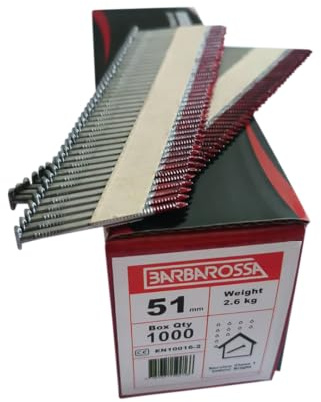 Barbarossa 1st Fix (51mm - 90mm) Galvanised collated framing Nails for Cordless nailers (51mm Bright)