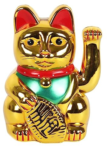 Tech Island Gold Feng Shui Money cat, Maneki-Neko, Beckoning cat, Japanese Lucky Cat, Waving Arm for Creative Gifts Home Decor Money Bank