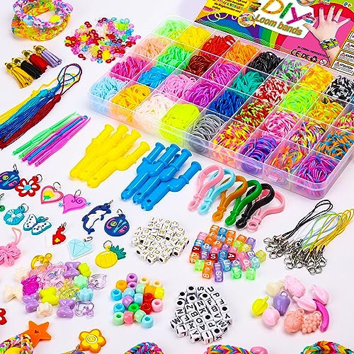 Loom Bänder Set 3300+ 36 Farben DIY Bunt Gummibänder Kit Geschenk für Kinder Jungs und Mädchen