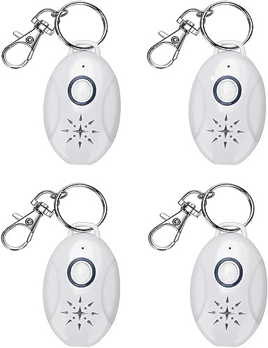 Répulsif Ultrasons Portable Anti-Moustique - Répulsif Electronique Anti Nuisible Anti-Tiques Anti-Parasites - Porte Clé - Pendentif Répulsif Anti-puces, Moustiques, Tiques (4 Pieces)
