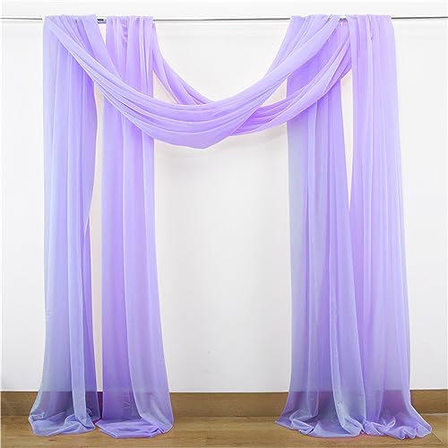 Lukery Hochzeit Vorhang Hochzeitsbogen, Querbehang Gardine Freihanddeko Himmelbett Vorhänge Stoff Tüll Transparent Voile Dekoration für Hochzeit, Torbogen, Zeremonie,Dekoration (Lila,75 * 600cm)