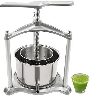 Obst-Weinpresse, 3 l/6 l, Obst-Cidre-Mühle mit doppelten Edelstahlfässern, manuelle Pressmaschine, Saftherstellung für Apfel/Karotte/Orange/Beere/Gemüse (3L)