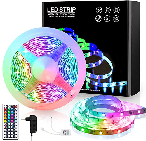 Cecaylie luces LED 5m, luces LED habitacion,tira LED con mando a distancia de 44 botones,regulable Led luces para el hogar,dormitorio,cocina, fiesta