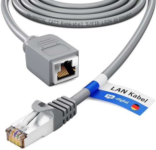HB-DIGITAL 3m LAN Kabel Rohkabel CAT 7 Verlängerung für Ethernet Netzwerkkabel RJ45 Stecker auf RJ45 Buchse 10 Gbit/s S/FTP Kupfer PIMF - Grau