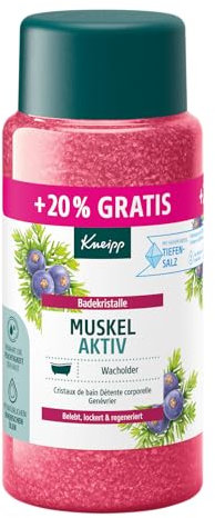 Kneipp Badekristalle Muskel Aktiv -Sondergröße- mit wertvollem ätherischen Wacholder-, Eukalyptus- und Rosmarinöl, wärmend und wohltuend zur Muskulatur, limitierte Edition, 720g