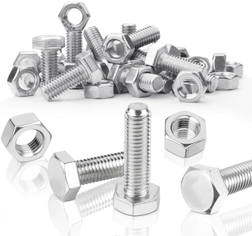 SWTYExt 50 Sätze Sechskantschrauben M6x16 mm Edelstahl Schrauben M6 | Bolzen mit Muttern, Edelstahlschrauben A2 V2A, DIN 933/ISO 4017, Außensechskant, Maschinenschrauben, Vollgewinde, für Möbel