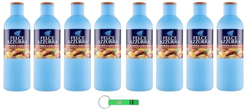 Felce Azzurra Bagnodoccia Ambra e Argan, 8 panni per il corpo, gel doccia ambra e argan, profumo inconfondibile, idrata la pelle 650 ml + portachiavi Beni Culinari