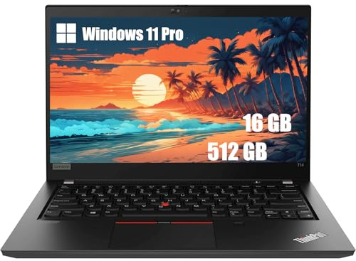 Lenovo Thinkpad T14 (Gen 1) 14 FHD Business Laptop, i5-10310U 16GB DDR4, 512GB NVMe SSD, Webcam, QWERTY Keyboard, Windows 11 Pro (Renewed)