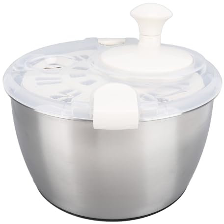 Essoreuse à Salade, Séchoir à Laitue, Essoreuse à Salade en Acier Inoxydable 5L, Essoreuse à Laitue Multifonctionnelle, Séchoir à Légumes avec Couvercle, Bol de Vidange, Passoire