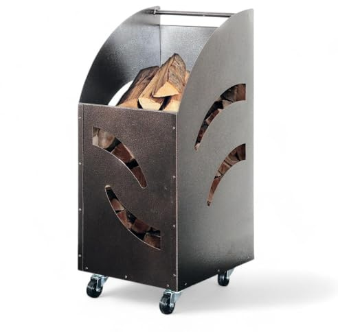 Briconess.com Kaminholzwagen aus lackiertem Eisen, zerlegbar, platzsparendes Design, 32 x 42 x 80 (H) cm, robuster Transport, Holz