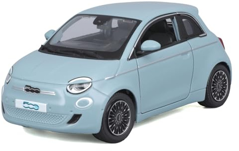 Bburago FIAT 500e, türkis - Modellauto 1:24 - Originalgetreues Sammlerauto Spielzeugauto mit beweglichen Türen, Kofferraum & Haube, ab 3 Jahren (18-21110BL)