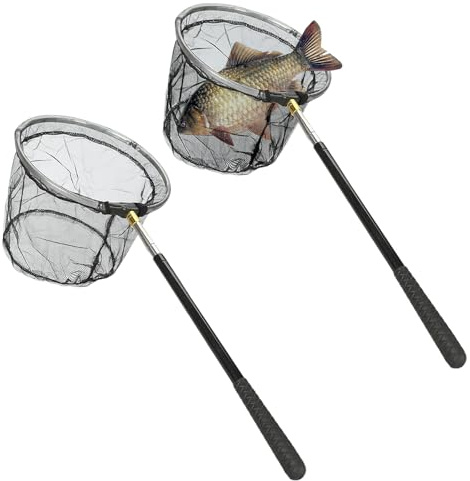 WIYETY Ensemble de 2 filets de pêche télescopiques, avec filet de pêche pliable, 150 cm, accessoire de pêche en plein air, pour enfants et adultes
